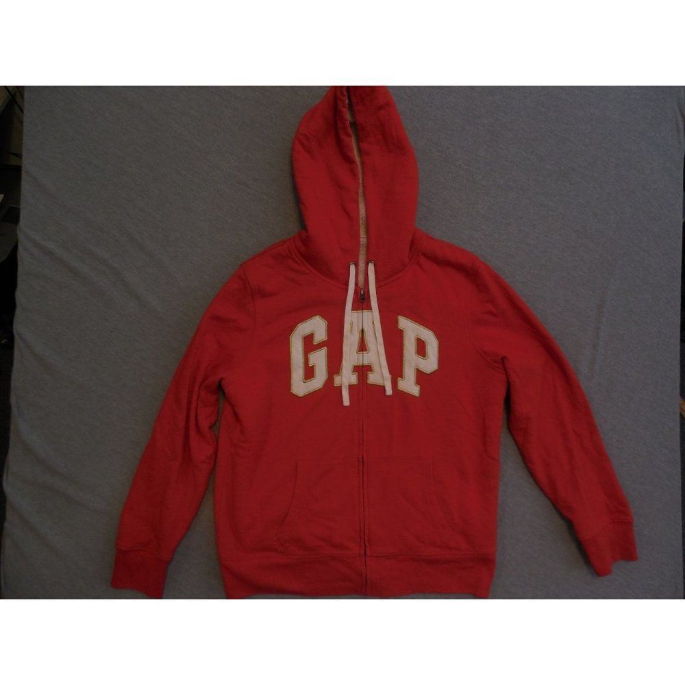 GAP Hoodie Women Sz L Full Zip Sherpa Long‎ Sleeve Pure Red Big Graphic